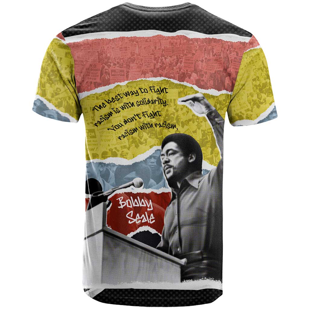 Bobby Seale T-Shirt Torn Paper Collage Design Solidarity Quote Powerful Speech Artwork Civil Rights Graphic Tee