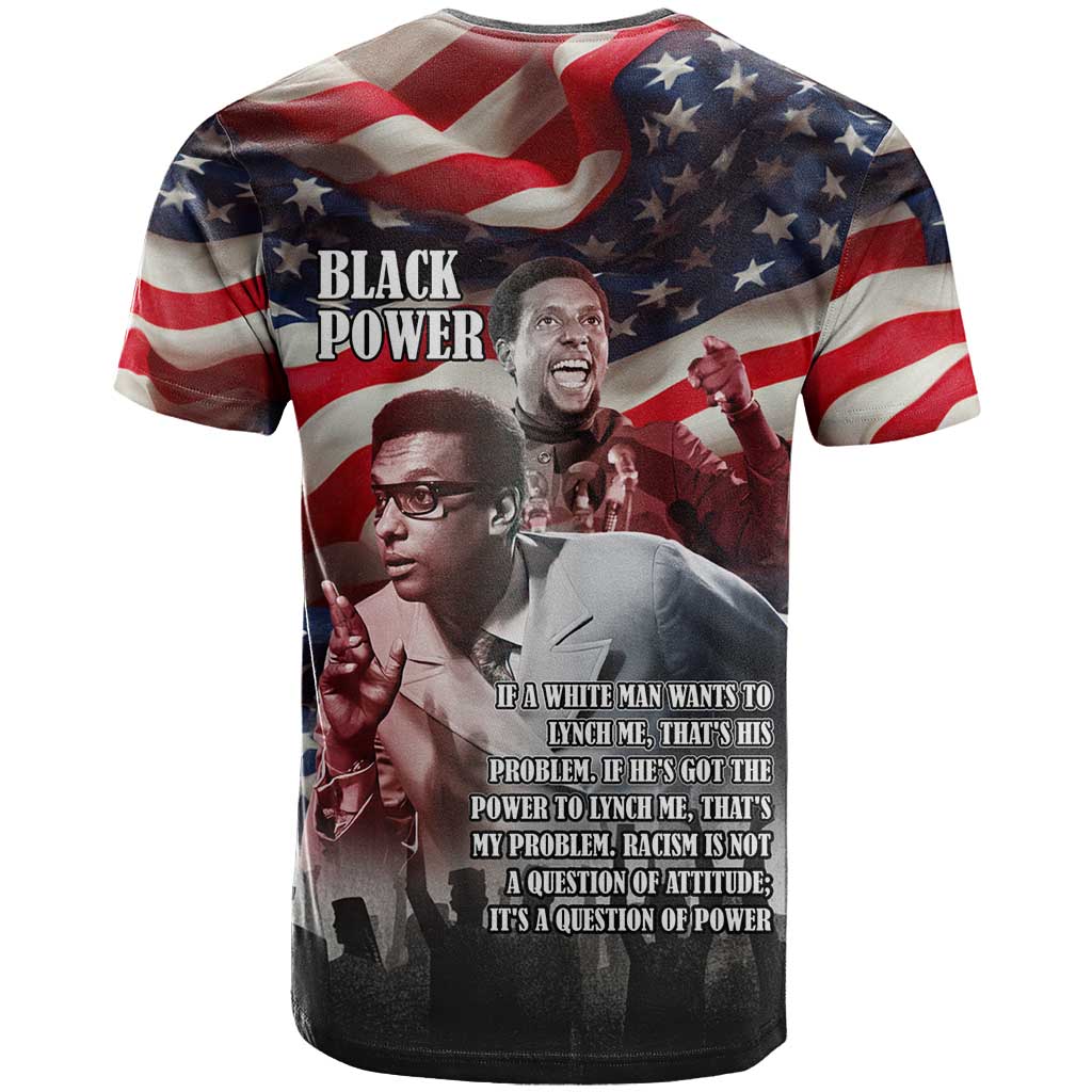 Stokely Carmichael T-Shirt American Flag Background Black Power Quote Civil Rights Leader Powerful Speech Graphic Tee