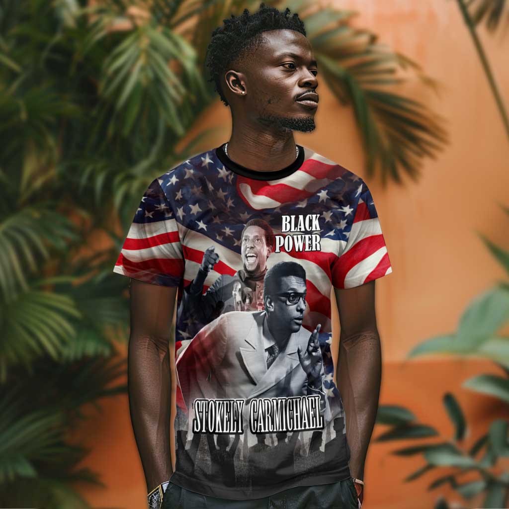 Stokely Carmichael T-Shirt American Flag Background Black Power Quote Civil Rights Leader Powerful Speech Graphic Tee