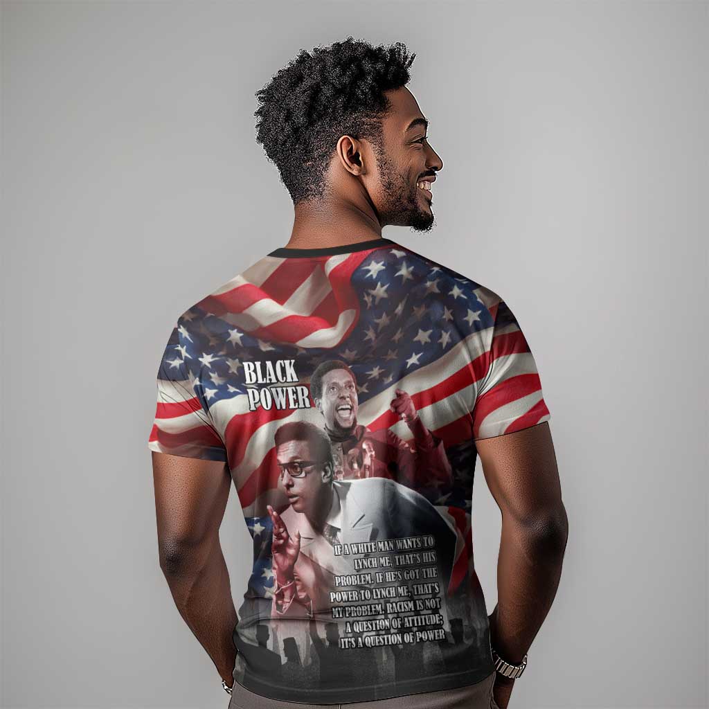 Stokely Carmichael T-Shirt American Flag Background Black Power Quote Civil Rights Leader Powerful Speech Graphic Tee