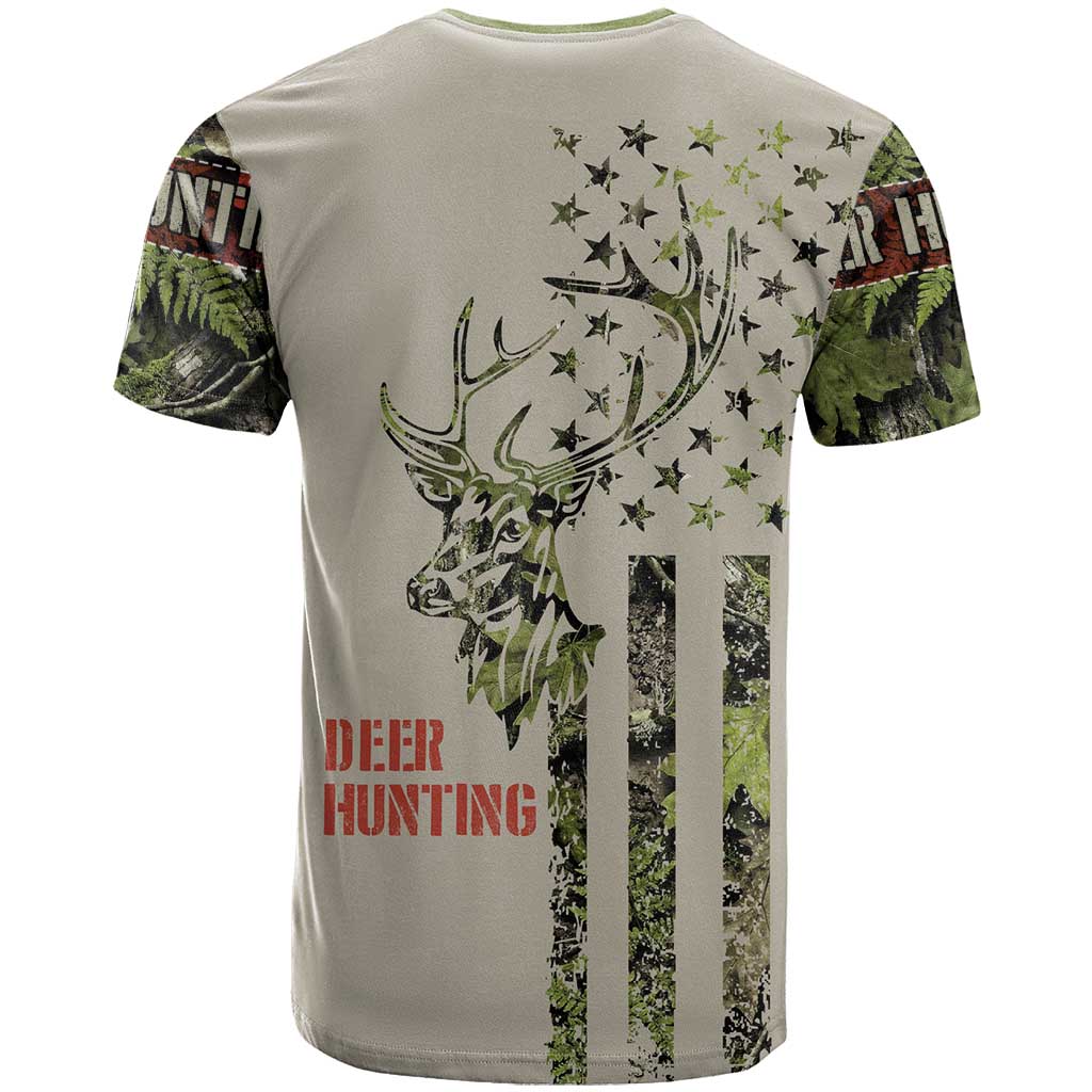 Deer Skull Camouflage T-Shirt American Hunting Culture in Forest Green and Earth Tones Graphic Tee