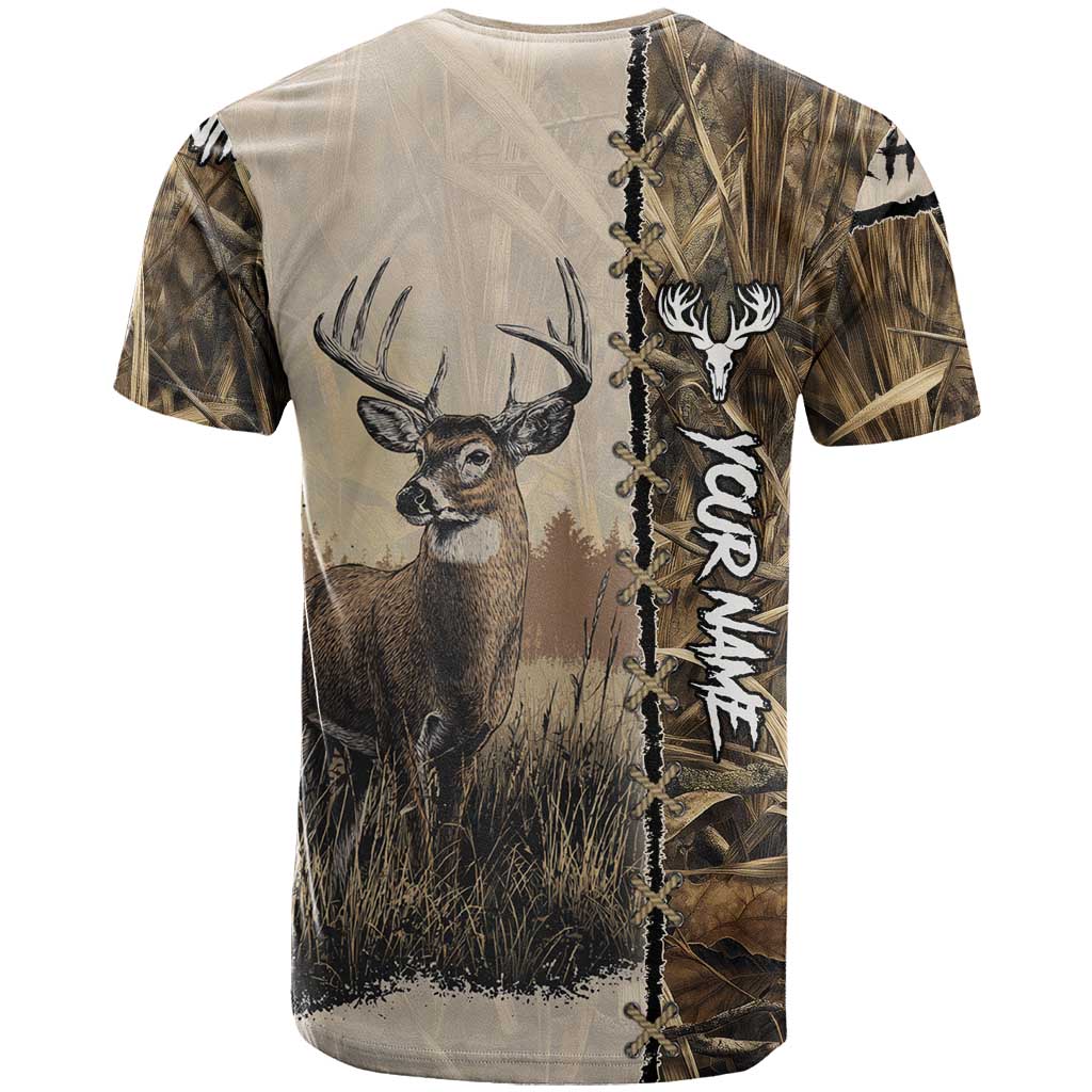 Personalized Born to Hunt T-Shirt Deer Hunting Lacing Detail and Camo Traditional Graphic Tee