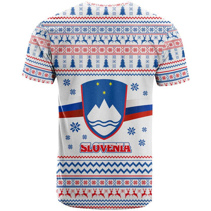 Slovenian Winter T-Shirt Ljubljana Dragon with Nordic Snowflakes and Alpine Vibes Graphic Tee