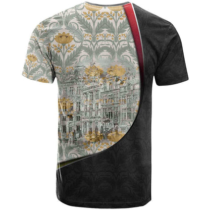 Belgium T-Shirt with Grand Place Brussels Art Nouveau Floral Spirit Graphic Tee