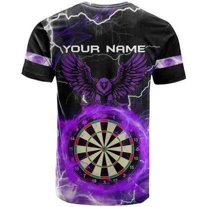 Personalized Purple Lightning Darts Board T-Shirt with Owl Graphic Graphic Tee