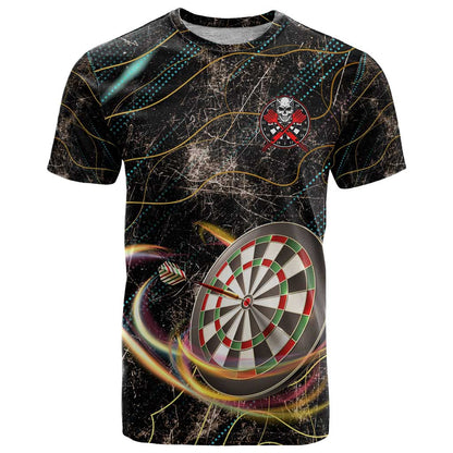 Personalized Skull and Darts Graphic T-Shirt with Neon Design Graphic Tee