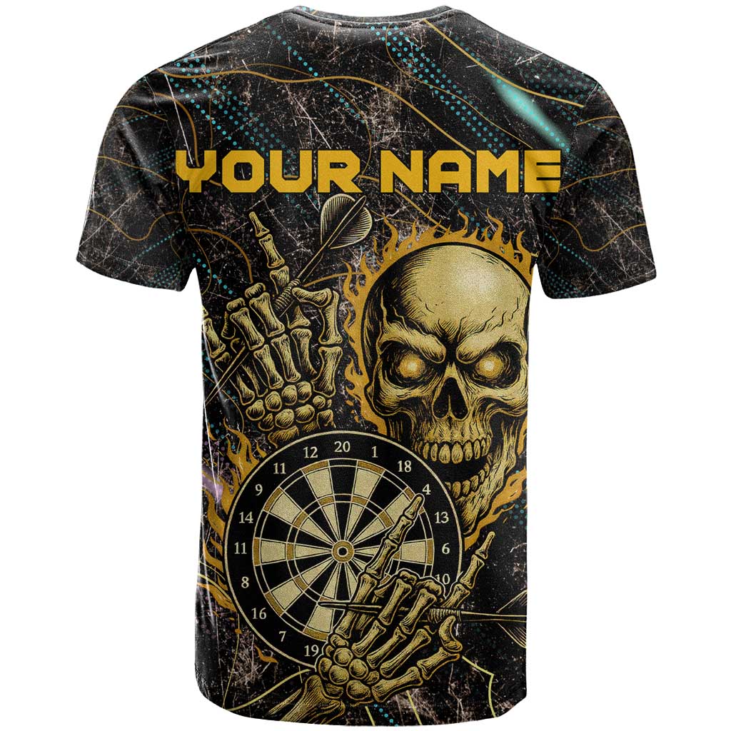 Personalized Skull and Darts Graphic T-Shirt with Neon Design Graphic Tee