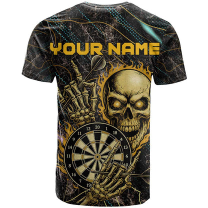 Personalized Skull and Darts Graphic T-Shirt with Neon Design Graphic Tee