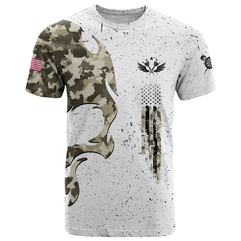 Personalized Camouflage Skull and American Flag Darts T-Shirt Graphic Tee