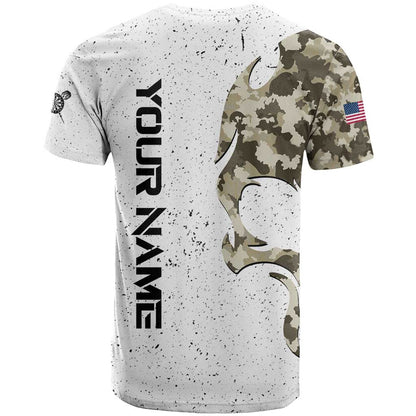 Personalized Camouflage Skull and American Flag Darts T-Shirt Graphic Tee