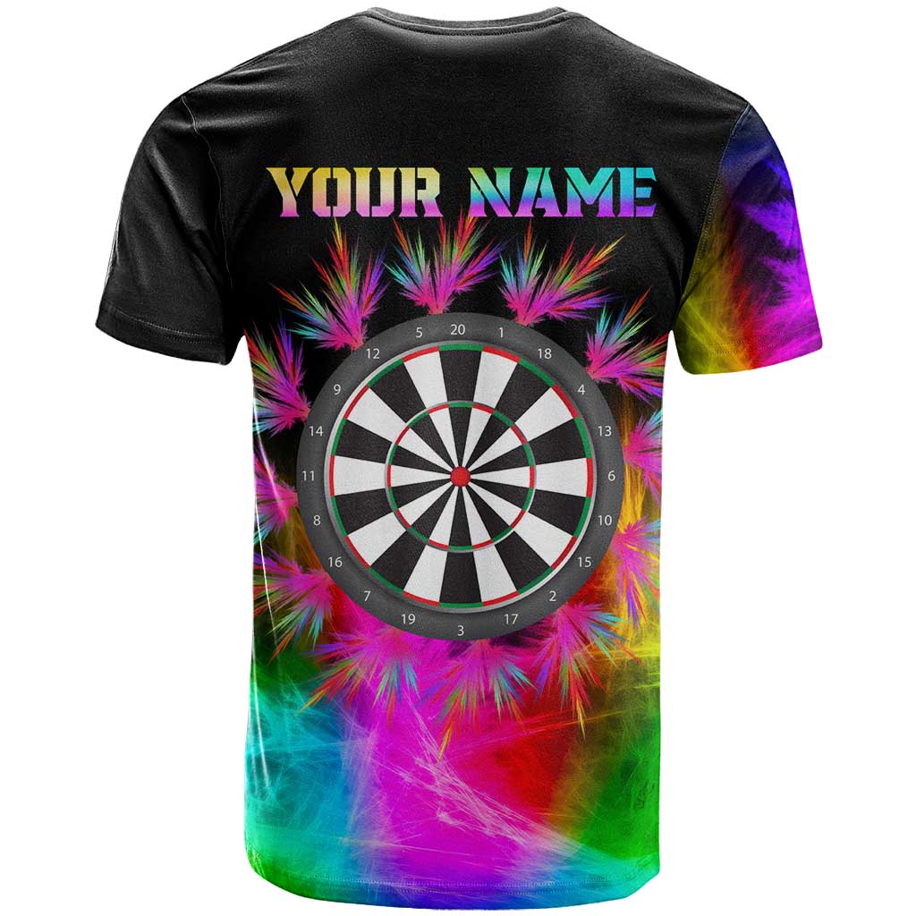 Personalized Colorful Neon Darts T-Shirt with Bold Abstract Background Graphic Tee