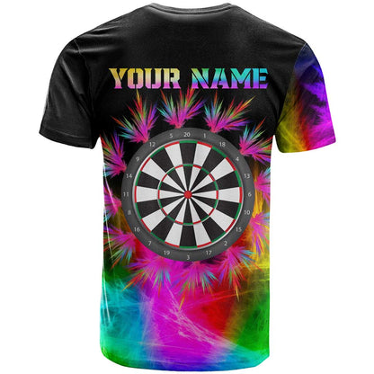 Personalized Colorful Neon Darts T-Shirt with Bold Abstract Background Graphic Tee