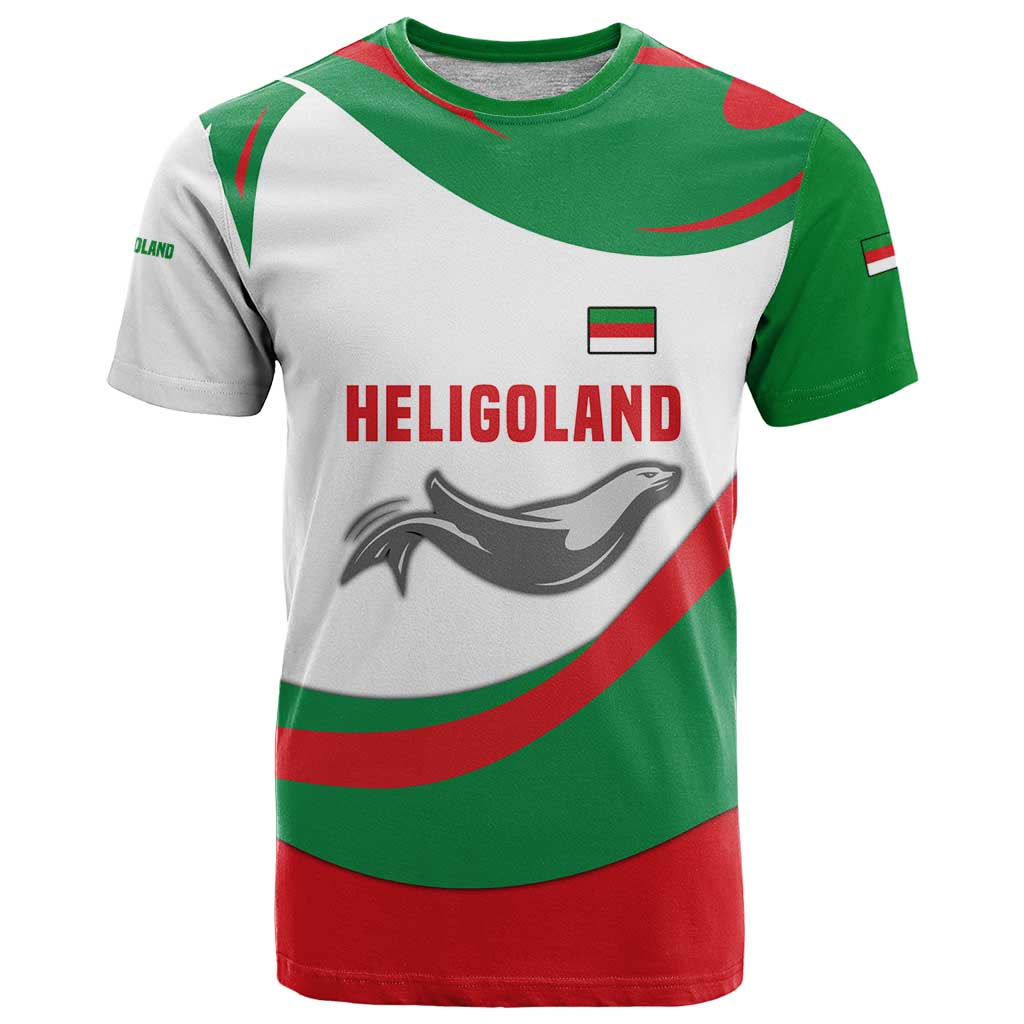 Germany Heligoland T-Shirt with Seal Graphic and Red Green Wave Nature Graphic Tee
