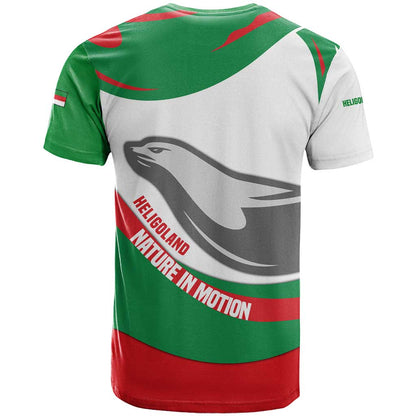 Germany Heligoland T-Shirt with Seal Graphic and Red Green Wave Nature Graphic Tee