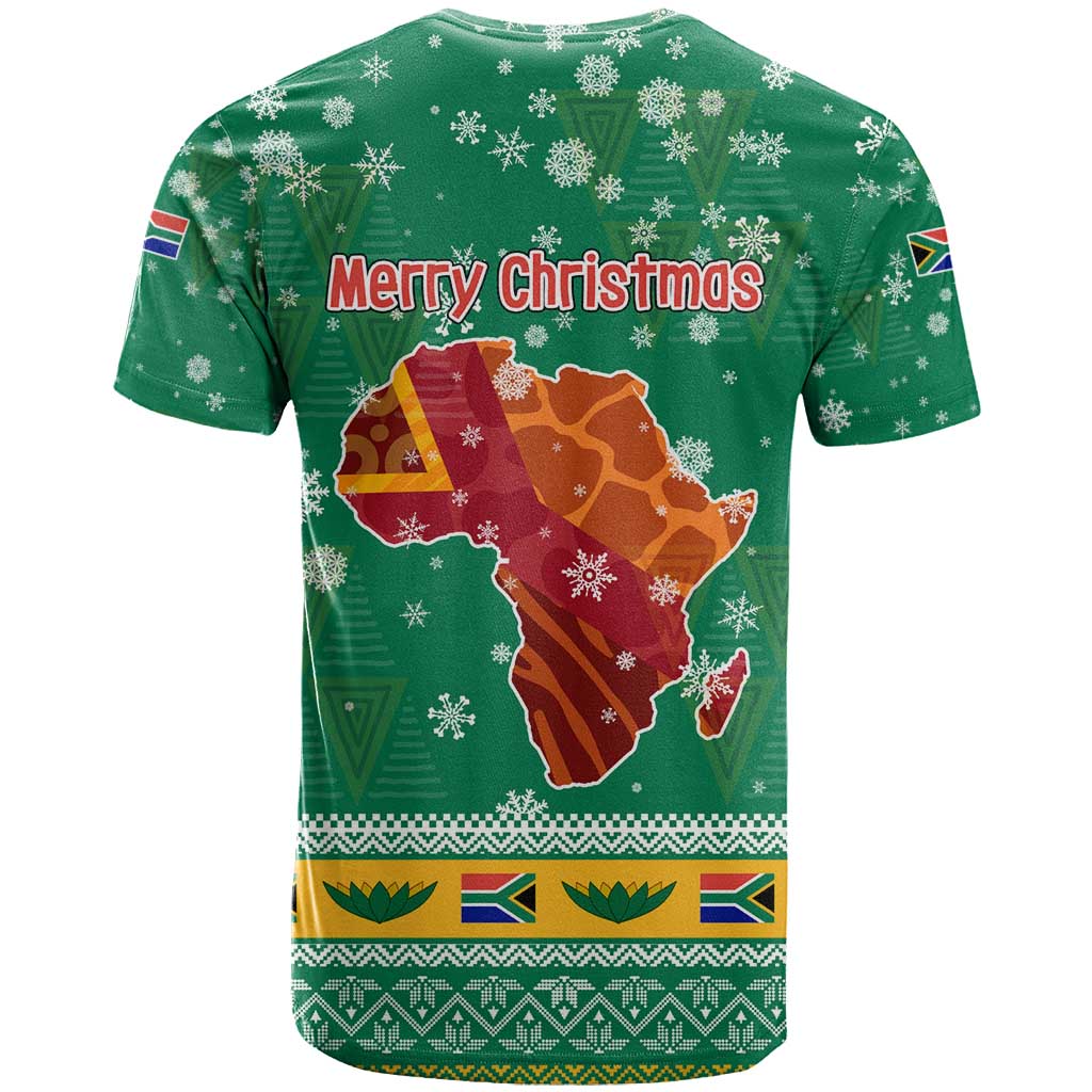 South Africa Christmas T-Shirt Santa Reindeer and Africa Map Graphic Tee