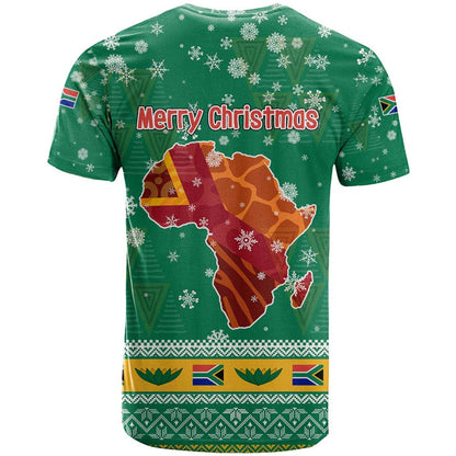 South Africa Christmas T-Shirt Santa Reindeer and Africa Map Graphic Tee
