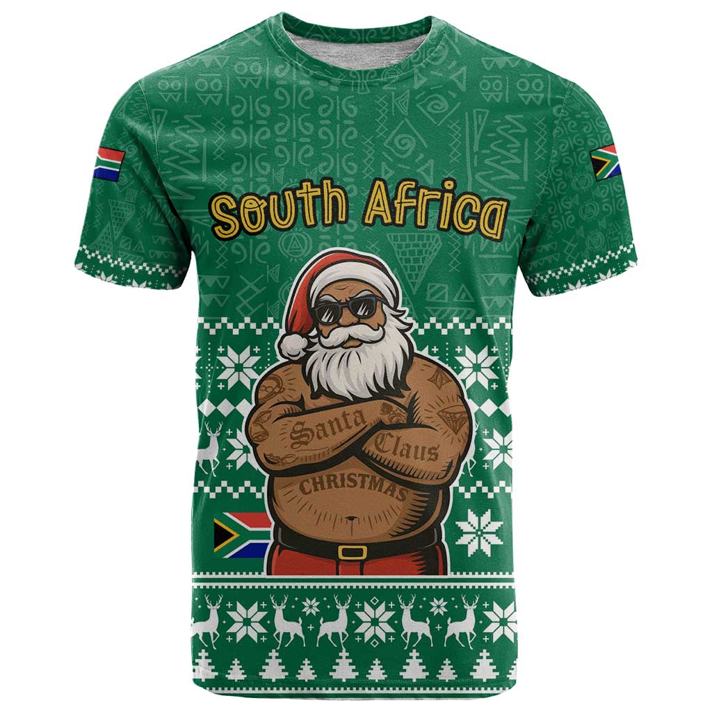 South Africa Christmas T-Shirt Christmas Santa Claus Tattoo Graphic Tee