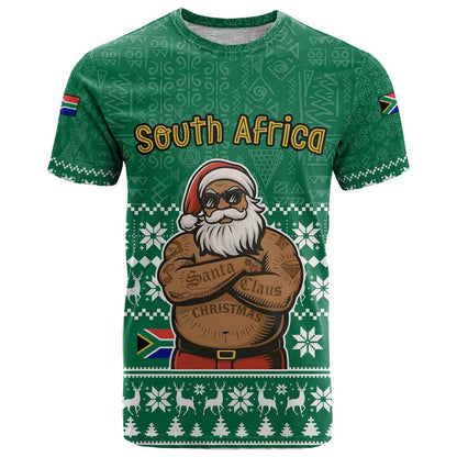 South Africa Christmas T-Shirt Christmas Santa Claus Tattoo Graphic Tee