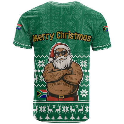South Africa Christmas T-Shirt Christmas Santa Claus Tattoo Graphic Tee