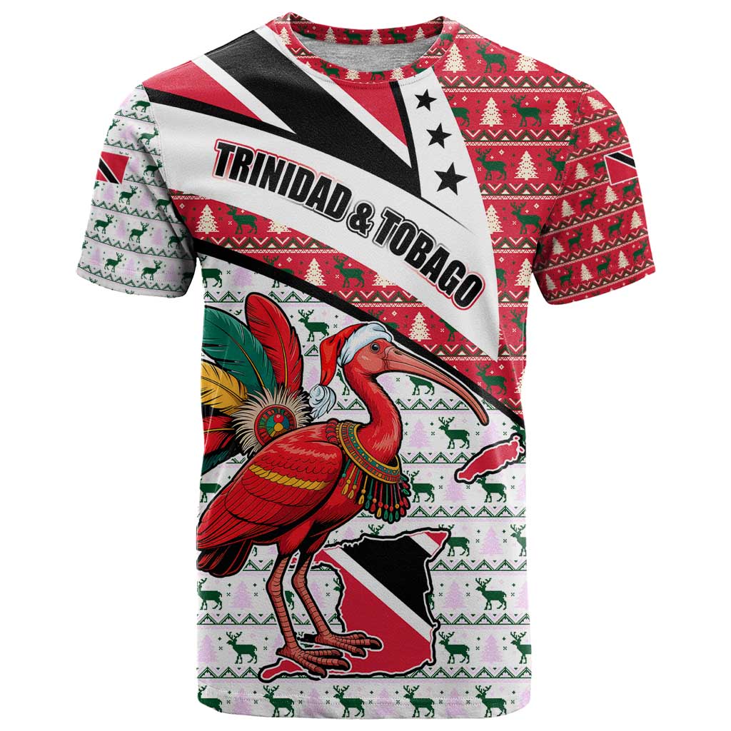 Trinidad and Tobago Christmas T-Shirt Christmas Bird Santa and Reindeer Design Graphic Tee