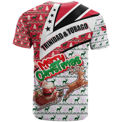 Trinidad and Tobago Christmas T-Shirt Christmas Bird Santa and Reindeer Design Graphic Tee