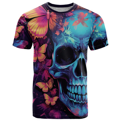 Fantasy Skull with Butterflies T-Shirt Love me or hate me i'm still gonna shine Graphic Tee