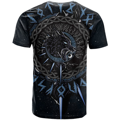 Skoll and Hati Viking Wolfs T-Shirt Graphic Tee