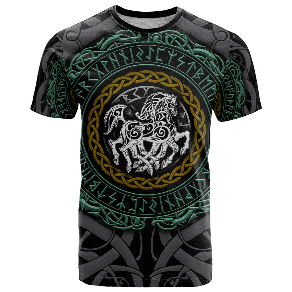 Viking T-Shirt Sleipnir symbol and viking pattern art Graphic Tee