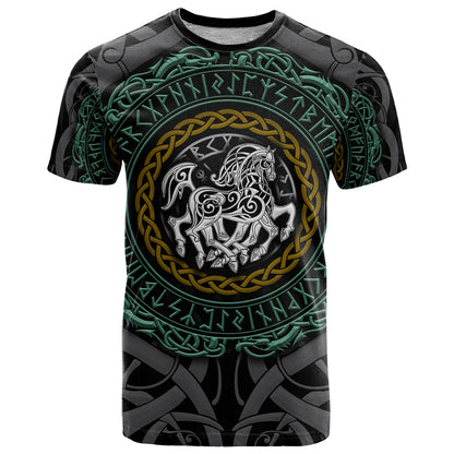 Viking T-Shirt Sleipnir symbol and viking pattern art Graphic Tee