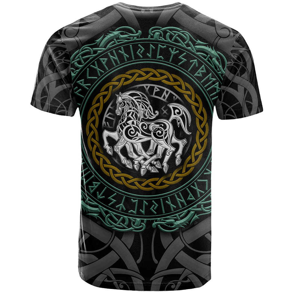 Viking T-Shirt Sleipnir symbol and viking pattern art Graphic Tee