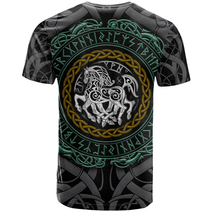 Viking T-Shirt Sleipnir symbol and viking pattern art Graphic Tee