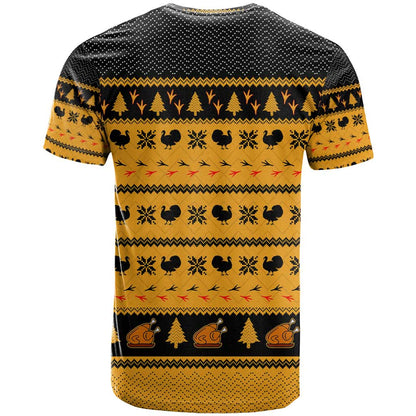 Americans Turkey Hunting Thanksgiving Christmas T-Shirt Xmas Holiday Patterns Graphic Tee