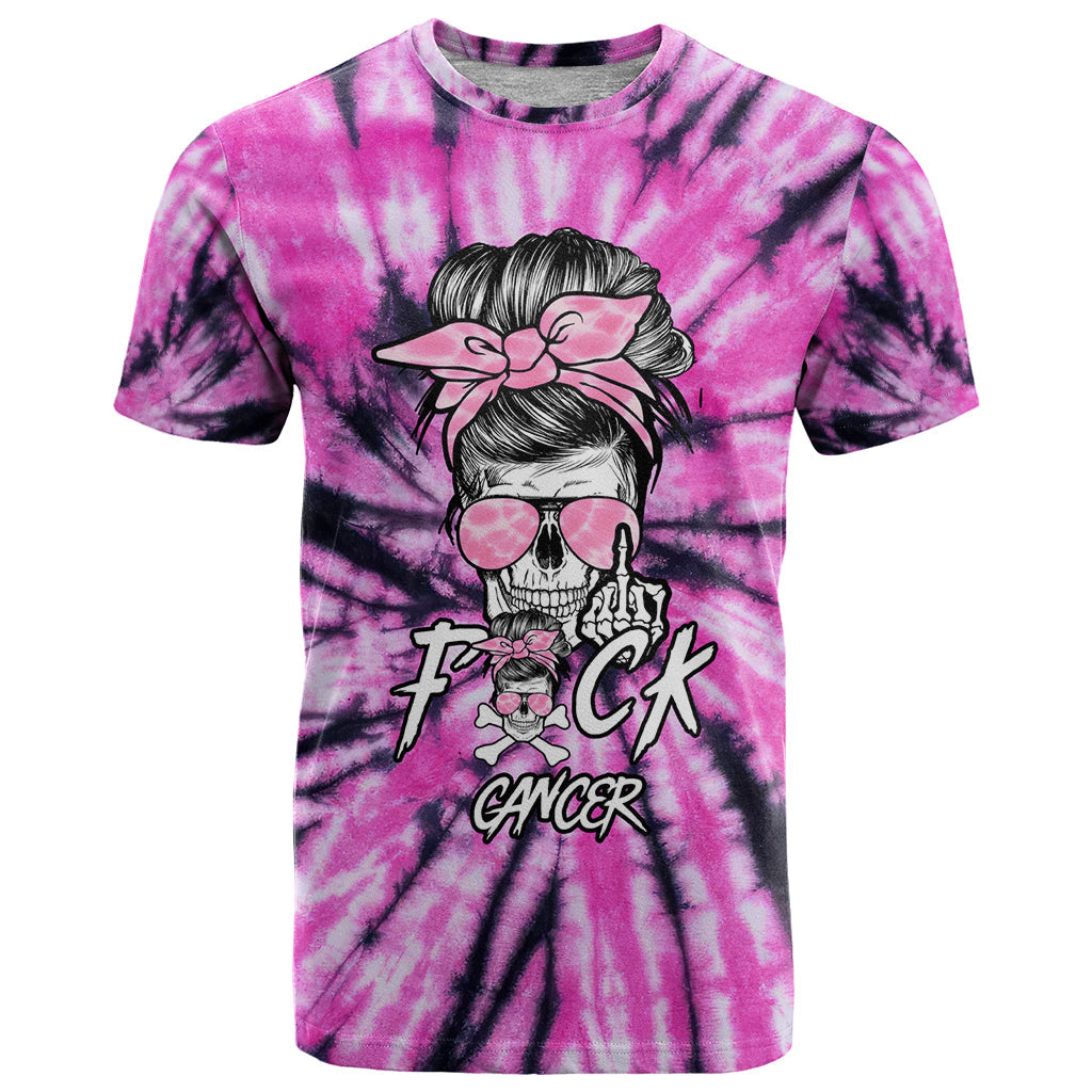Fcks Cancer Skull Tie Dye T-Shirt Graphic Tee