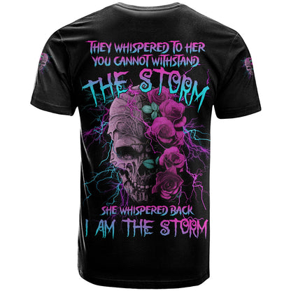 I Am The Storm Skull Rose T-Shirt Graphic Tee