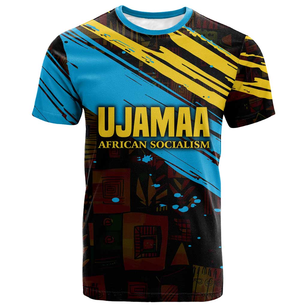 Julius Nyerere T-Shirt Ujamaa African Socialism Text and Bold Striped Pattern Graphic Tee