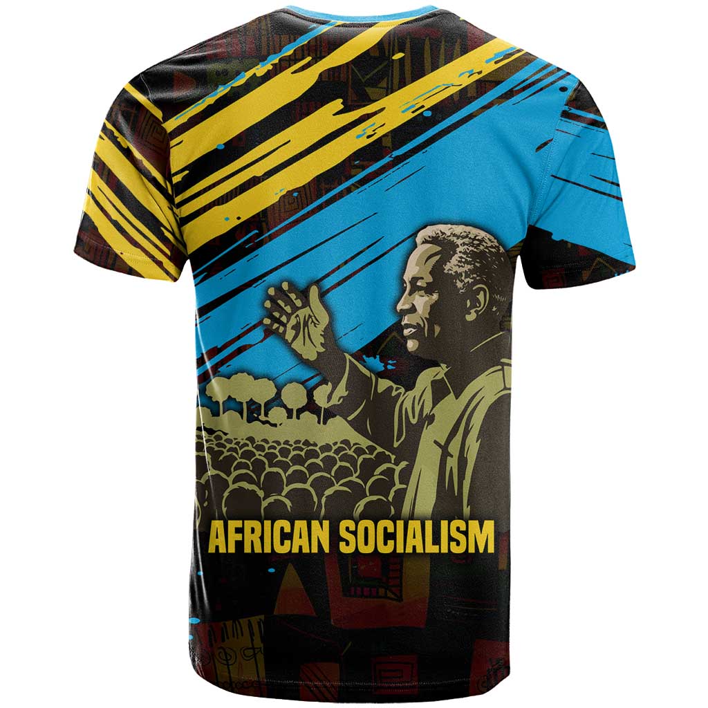 Julius Nyerere T-Shirt Ujamaa African Socialism Text and Bold Striped Pattern Graphic Tee