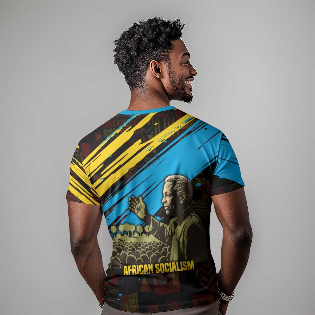 Julius Nyerere T-Shirt Ujamaa African Socialism Text and Bold Striped Pattern Graphic Tee