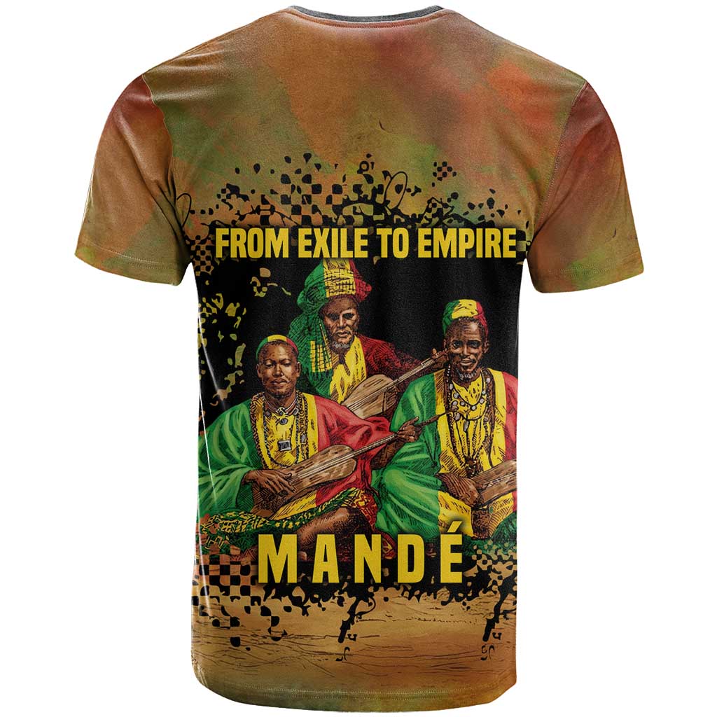 Sundiata Keita T-Shirt Griot Storytelling Scene, Epic of Sundiata Text and Heritage-Inspired Earth Tone Graphic Tee