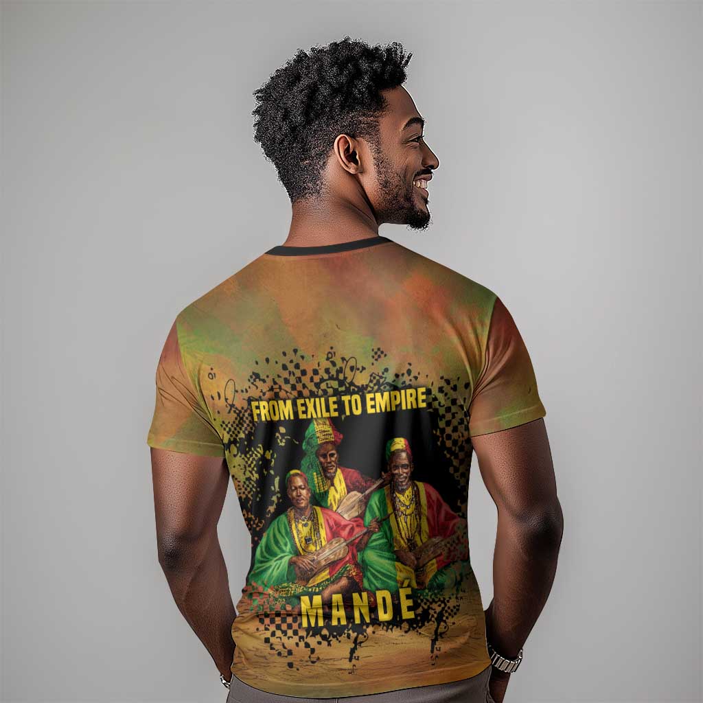 Sundiata Keita T-Shirt Griot Storytelling Scene, Epic of Sundiata Text and Heritage-Inspired Earth Tone Graphic Tee