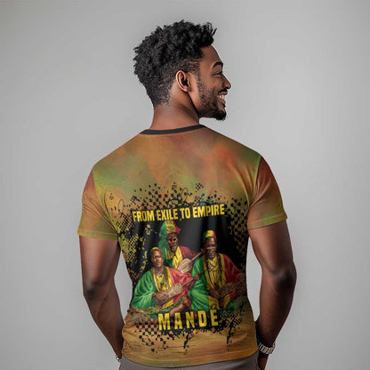 Sundiata Keita T-Shirt Griot Storytelling Scene, Epic of Sundiata Text and Heritage-Inspired Earth Tone Graphic Tee