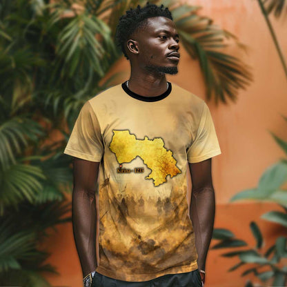 Sundiata Keita T-Shirt with Kirina 1235 Battle Map, Horseback Warrior and Birth of an Empire Design Graphic Tee