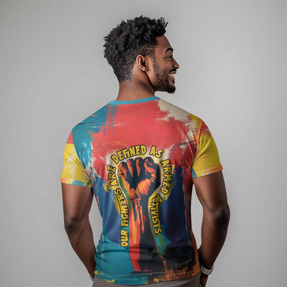Amilcar Cabral T-Shirt Armed Activist Quote Raised Fist African Liberation Tribute - Colorful Paint Stroke Graphic Tee