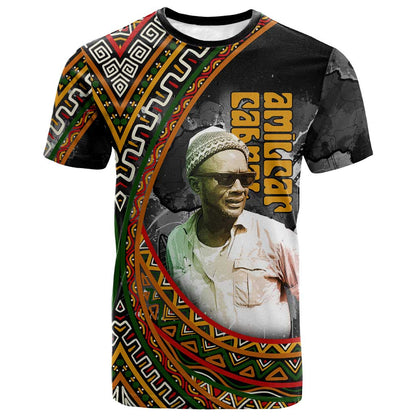 Amilcar Cabral T-Shirt African Map with Chains Freedom Theme Revolutionary Liberation Tribute Graphic Tee