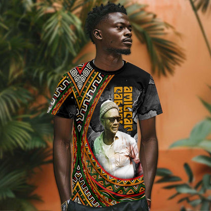 Amilcar Cabral T-Shirt African Map with Chains Freedom Theme Revolutionary Liberation Tribute Graphic Tee