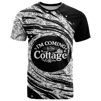I'm Coming to the Cottage T-Shirt with Hand-Drawn Floral Pattern Graphic Tee