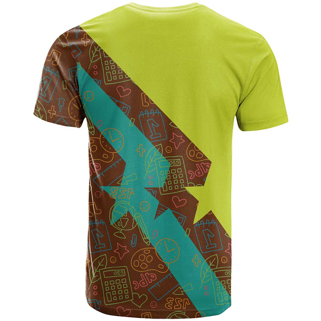 Quality Learning Center T-Shirt with School Supply Doodle Pattern Graphic Tee