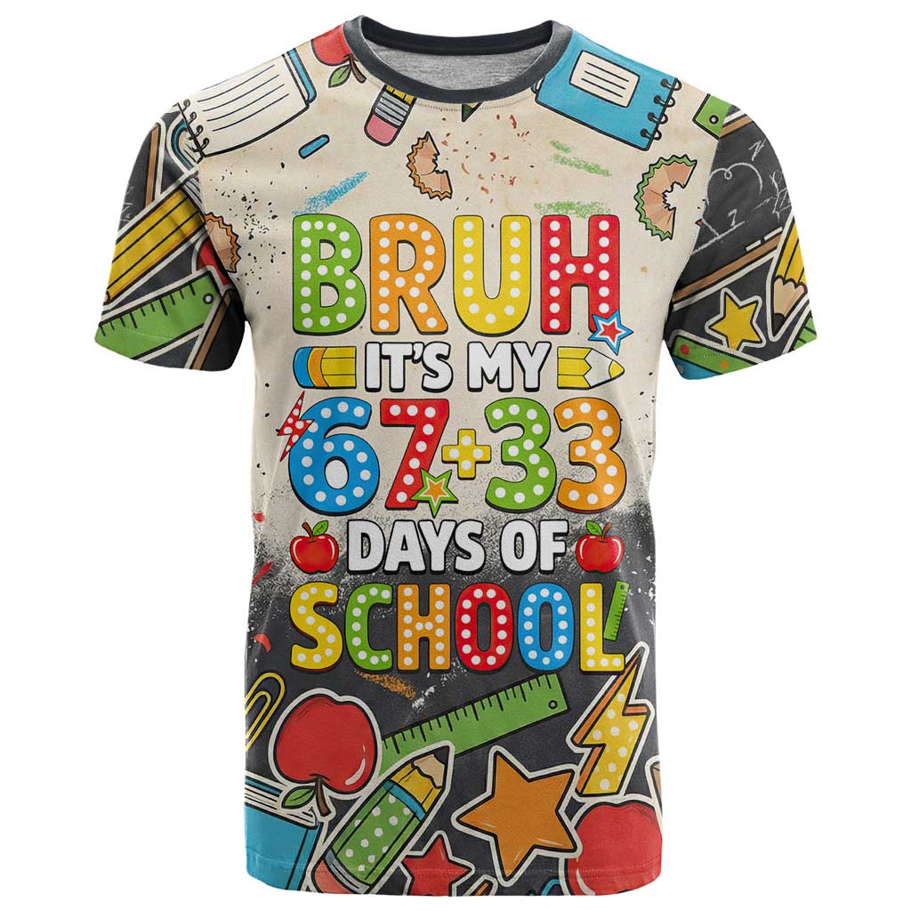 Bruh Its My 67 33 Days of School T-Shirt Funny Boys Kids 100th Day Graphic Tee