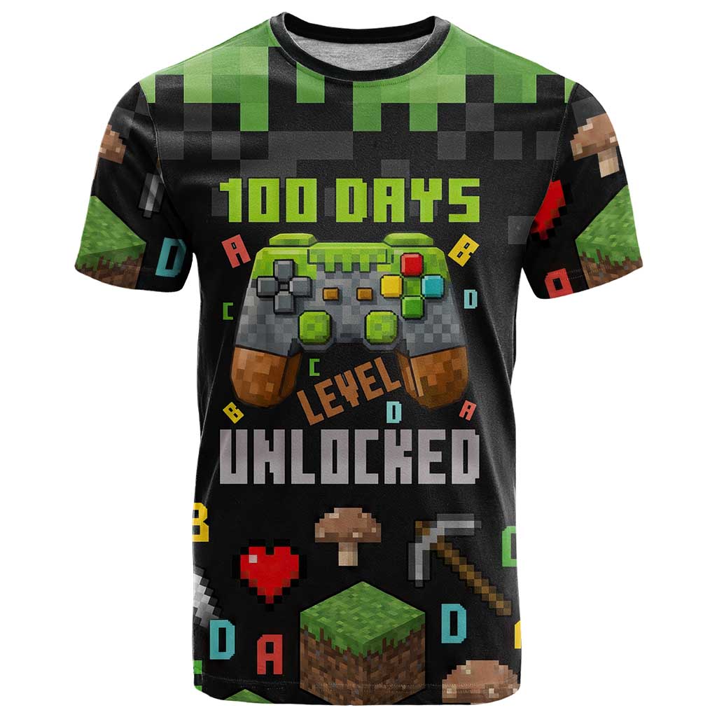 100 Days Level Unlocked T-Shirt Gaming 100 Days of School Boys Graphic Tee