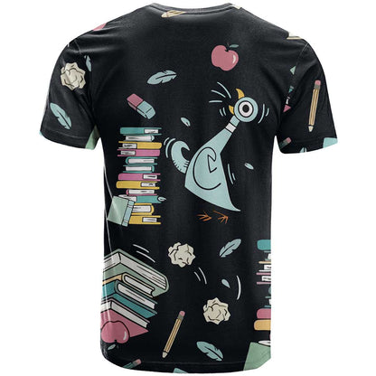 I Survived 100 Days of School T-Shirt Funny Pigeon 100th Day Teacher Graphic Tee