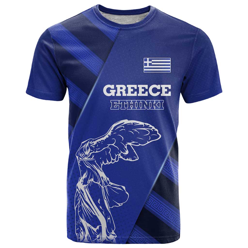 Greek Pride T-Shirt with Ancient Sculpture and National Map Graphic Graphic Tee